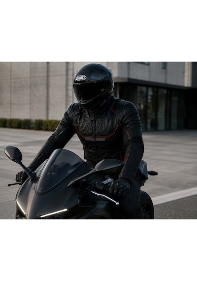 Prosev Falcon Motosiklet Montu 4 Mevsim Maxdura 600-d Dayanıklı Kumaş Deri Motorcu Mont Black