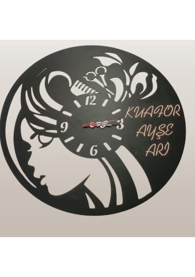 Bayan Kuaför Duvar Saati -2a Siyah