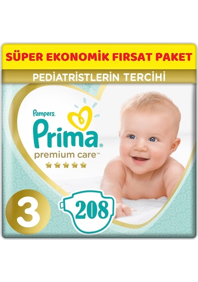Prima Bebek Bezi Premium Care 3 Beden Midi 208 Adet
