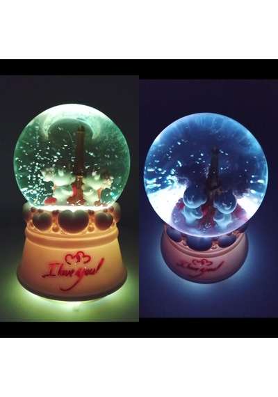 Romantik Paris Love Kar Küresi Müzikli Ve Işıklı 13cm