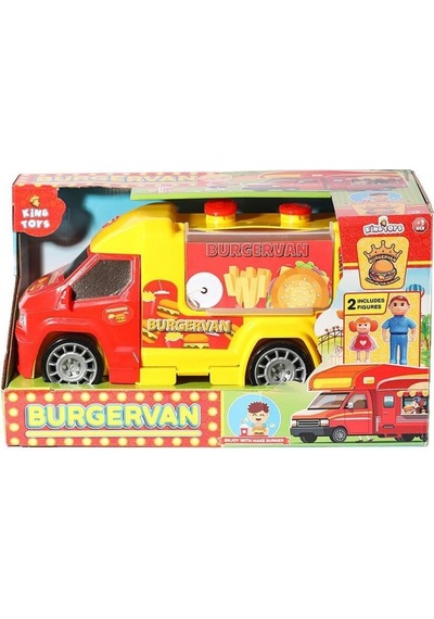 King Toys Hamburger Kamyonu Lal 1134,aksesuarlı Burgervan Oyuncak Kamyon