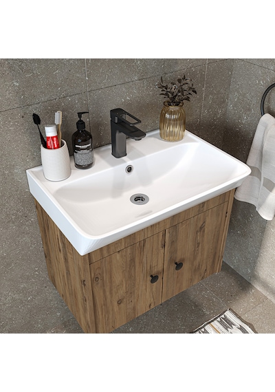 Ada Lavabolu Mat Suntalam Banyo Alt Dolabı 60 Cm Atlantik Çam