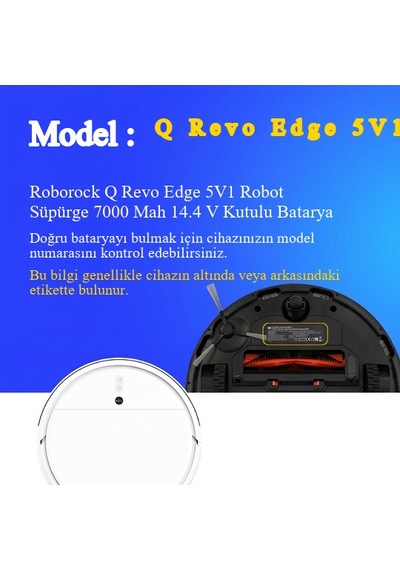 Roborock Q Revo Edge 5v1 Robot Süpürge 7000 Mah 14.4 V Kutulu Batarya  Uyumlu Uzun Ömürlü, Yüksek Performans Pil