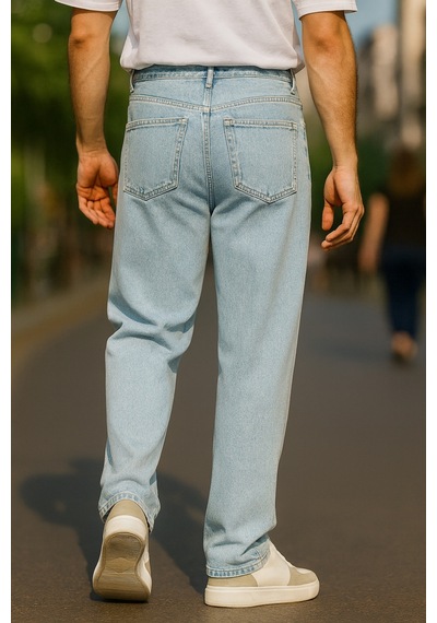 Cedy Denim Yüksek Kalite Baggy Fit Jean Leon Yüksek Bel Bol Kesim Kot Pantolon C352 Mavi