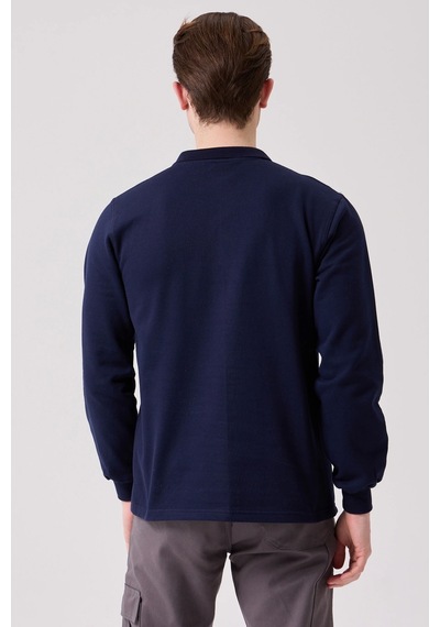 Galanthus Polo Sweat Uzun Kollu Pamuklu Sweatshirt İş Ve Günlük Kullanım İçin Lacivert