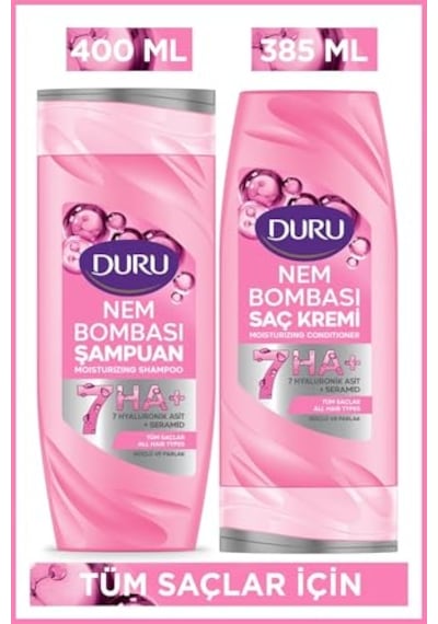 Nem Bombası Nemlendirici Şampuan 400 Ml Ve Saç Kremi 385 Ml, 7 Hyaluronik Asit + Seramid, Tüm Saç Tipleri İçin Diğer