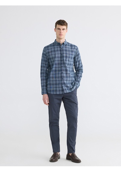 Lcwaıkıkı Classic Lacivert Regular Fit Ekose Poplin Erkek Gömlek