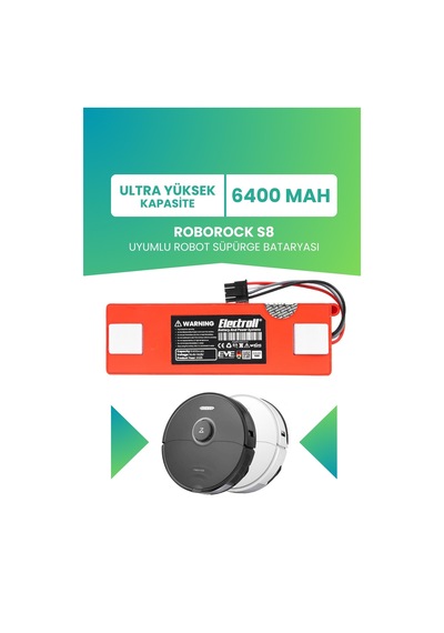 Roborock S8 Uyumlu Batarya Ultra Yüksek Kapasite 6400mah Kutulu Robot Süpürge Pil Değişimi
