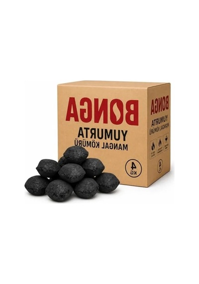 Doğal Barbekü Kömürü, 4 Kg Sıkıştırılmış Yumurta Kömür, Uzun Süre Yanma Özelliği Açık Bej
