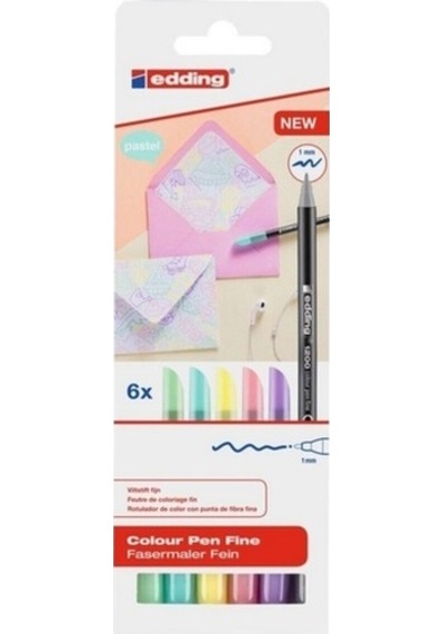 Edding 1200 Keçeli Kalem 6 Renk Pastel