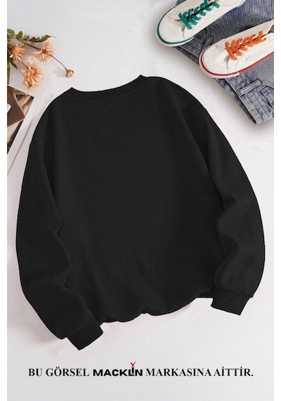 Macklin Sevgili Çift Kombin Spiderman Hello Kitty Yılbaşı Özel Baskılı Bisiklet Yaka Sweatshirt 2li Takım Siyah Mck1568 Siyah