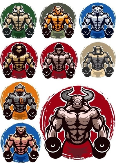 Fitnesci Hayvanlar Sticker Set 9 Parça Telefon, Tablet, Defter, Laptop Sticker