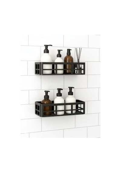 2 Adet Yapışkanlı Banyo Organizer Rafı, Suya Dayanıklı Açık Ceviz