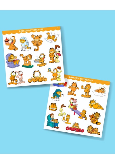 Garfield 2 Li Sticker Set Parlak Kağıt-animasyon Çıkartmaları Garfield Kedi Etiket Yapıştırmaları Minithingsart