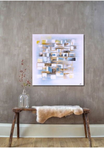 Modern Büyük Boy El Yapımı Yağlı Boya Tablo 115x116cm Hij4064xl