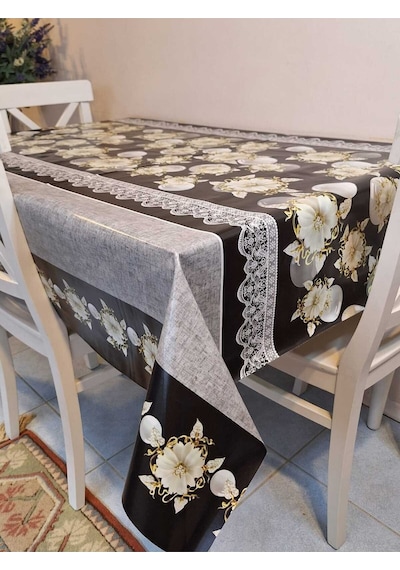 Elyaflı Pvc Masa Örtüsü Modern, Dayanıklı, Silinebilir Ve Şık Görünüm Mrl193 Siyah