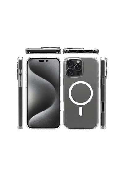 Apple Uyumlu iPhone 16 Pro Max Kılıf Magsafe Şarj Özellikli Şeffaf Sert Pc Redclick Embos Kapak