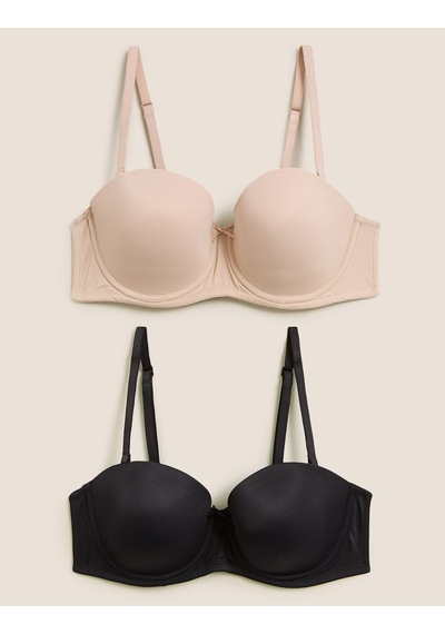 Marks & Spencer 2'li Multiway Straplez Sütyen Seti T33002964 Siyah - Bej