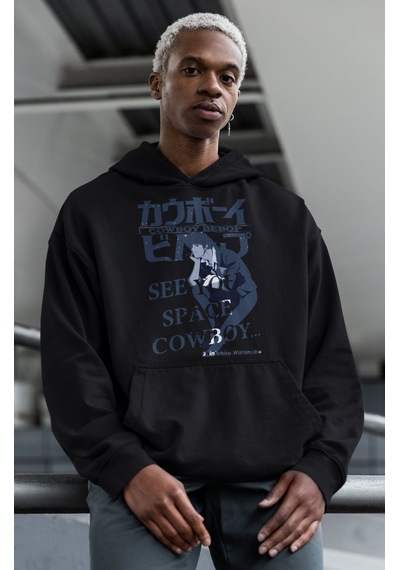 Sevbano Cowboy Bebop Space Cowboy Baskılı Unisex Oversize Anime Karakter Siyah