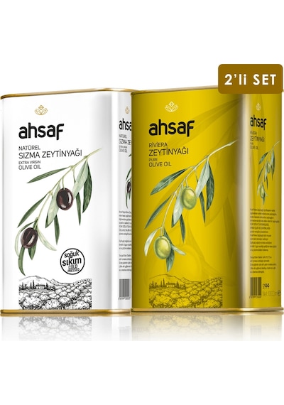 Ahsaf Soğuk Sıkım Zeytinyağı 1 L Teneke + Riviera Zeytinyağı 1 L Teneke