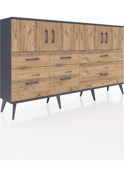 Arges Konsol 4 Raflı 6 Çekmeceli 4 Kapaklı 176x30x99 Antrasit-çam Atlas Çam - Antrasıt Arges Konsol 4 Raflı 6 Çekmeceli 4 Kapaklı 176x30x99 Antrasit-çam Atlas Çam - Antrasıt