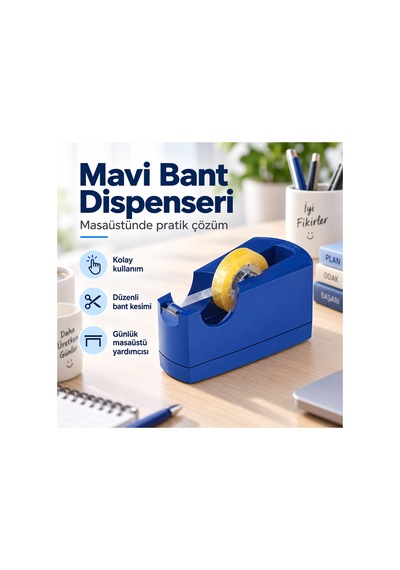 Mavi Masaüstü Bant Dispenseri Bant Kesici Aparat 1