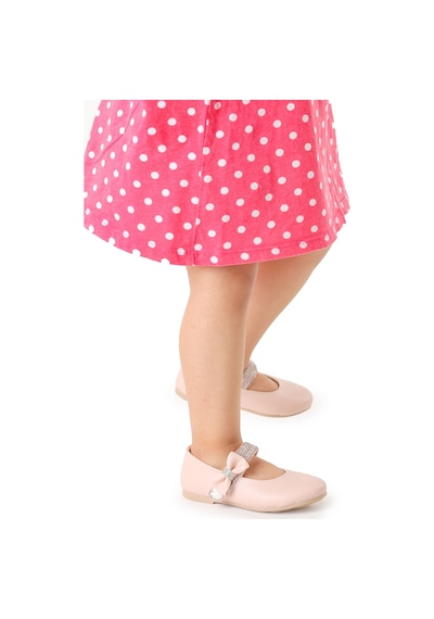 Kiko Kids Cırtlı Kız Çocuk Taşlı Babet Ayakkabı 252 Cilt Pudra 001