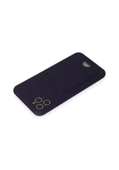 Apple iPhone Uyumlu  11 Pro Max Kılıf Kelvin Kartvizitli Silikon Derin Mor