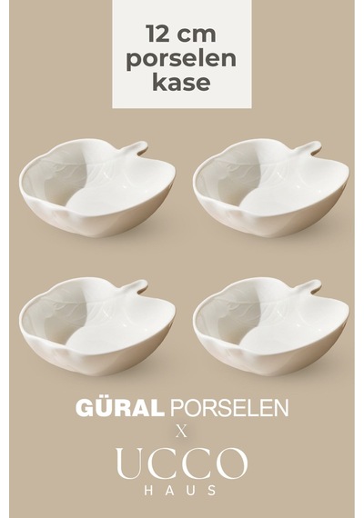 4 Adet Porselen Kase Çerezlik Kahvaltılık Meyve Tabağı Tatlı Sunum Tabağı 12 Cm Kahvaltılık Tabak beyaz
