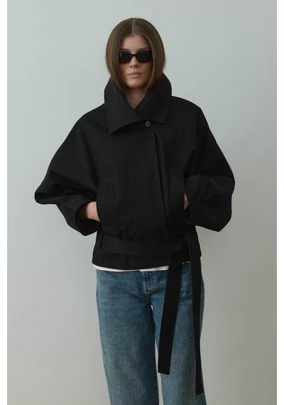Suud Collection Siyah Millie Yarasa Kol Trençkot