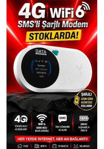Dataforce M10 Pro Wifi 6 Sms Li Şarzlı Sim Kartlı Taşınabili Modem Tüm Operatör Uyumlu