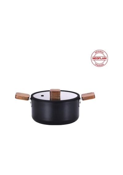 0128 D-neobn218 Bıen Alumınyum Dokum Tencere Sıyah 18cm