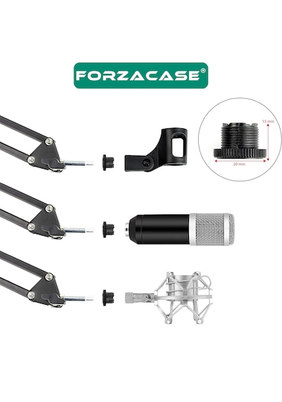 Forzacase Masaüstü 360 Derece Ayarlanabilir Akrobatik Mikrofon Tutucu Stand - Fc1154