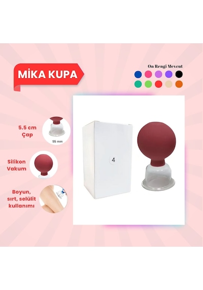 Silikon Vakumlu Mika Yüz Masaj Kupası No:4 Kırmızı Çok Renkli