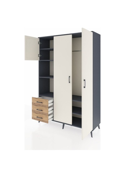 Hyperion Dolap 6 Raflı 3 Çekmeceli Tek Askılı 132x44x195 Antrasit-aytaşı/çam Aytası/atlas Çam Hyperion Dolap 6 Raflı 3 Çekmeceli Tek Askılı 132x44x195 Antrasit-aytaşı/çam Aytası/atlas Çam