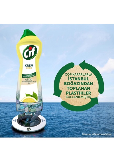 Cif Krem Yüzey Temizleyici Limon Kokulu Klor Boya Fosfat Paraben Içermez 750 Ml 4 Adet