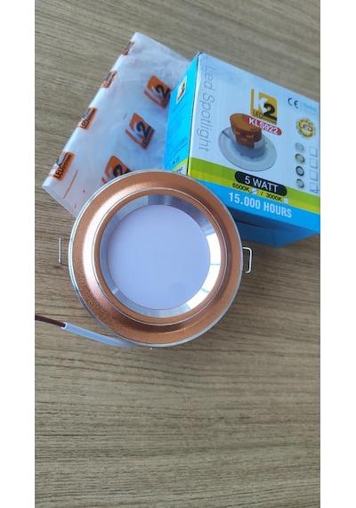 K2 Led Kls-922 5w Sıva Altı Gömme Led Spot - Bakır Çerçeve Beyaz Işık 6.7 Cm Delik / 9.8 Cm Dış Çap