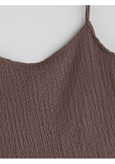 Lcw Vision Kahverengi U Yaka Dokulu Askılı Crop