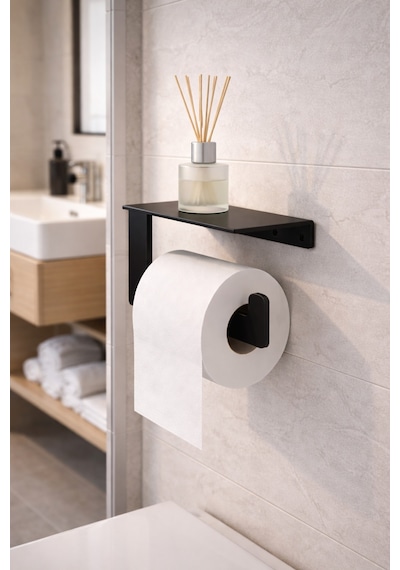 Buççin Online Mağaza Metal Banyo Wc Kağıt Rulo Peçetelik, Tuvalet Peçete Askılığı Tuvalet Kağıt 3 Basımlık Metal Siyah Çok Renkli