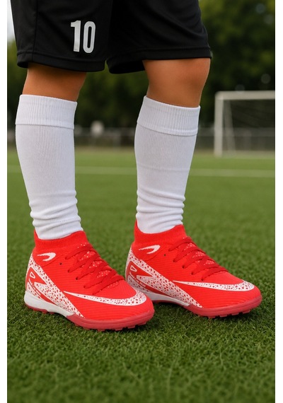 Minibonito Çoraplı Superfly Halı Saha Futbol Ayakkabısı Kırmızı