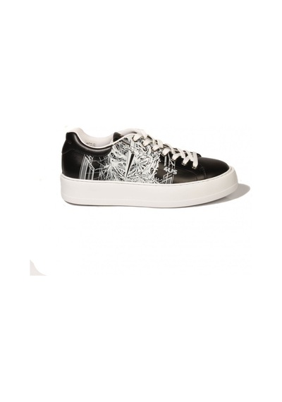 Cesare Paciotti Su5stsz Siyah Beyaz Desenlı Deri Sneaker Erkek Ayakkabı Siyah