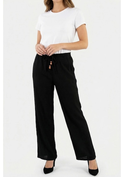 Only Onlnele Wide Leg Geniş Paça Belden Bağlamalı Pantolon Bayan Pantolon 15370054 Siyah