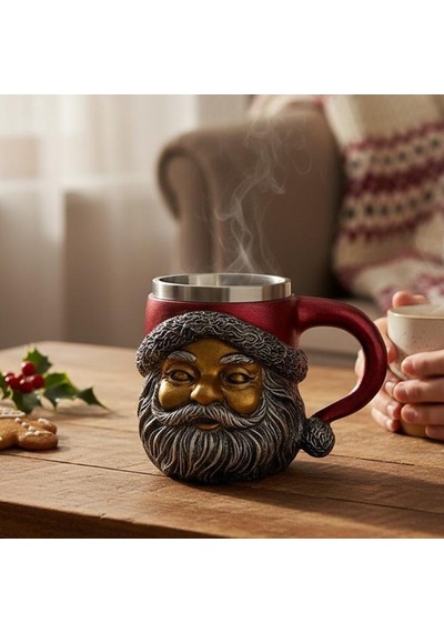3d Noel Baba Figürlü Dekoratif Kupa Bardak Özel Tasarım Yılbaşı Temalı Kahve Kupası Diğer