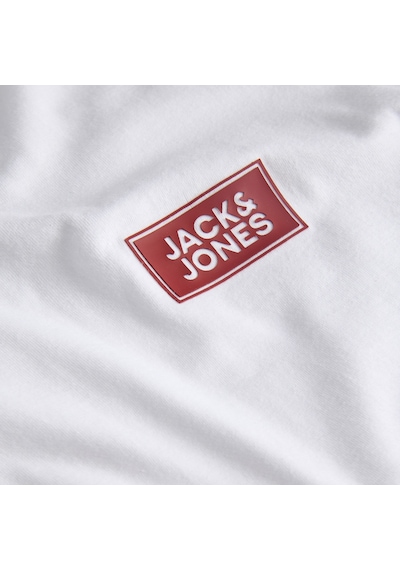 Jack & Jones Erkek Logo Detayli Bisiklet Yaka Tisört - Rush - 12298424 Beyaz