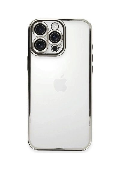 Apple Uyumlu iPhone 16 Pro Max Uyumlu Kılıf Lensli Silikon - Gümüş