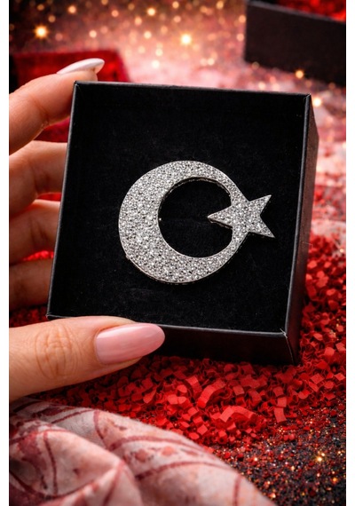 Öğretmen Temalı Abc Broş Kırmızı Elma Detaylı Gümüş Renk Şık Öğretmen Hediyesi 1 Renkli