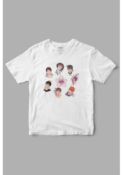 Bts "flower" Baskılı Tişört Beyaz