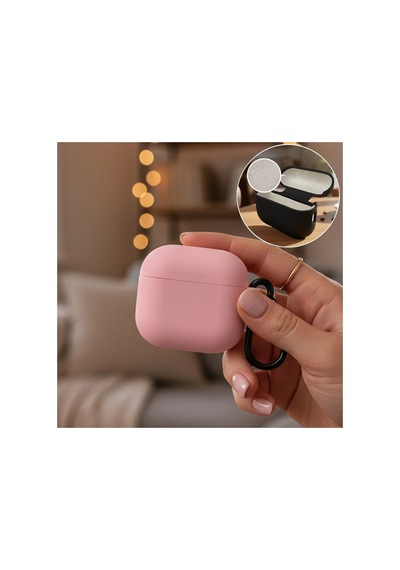 Caseonn Apple Airpods Uyumlu 5 Kılıf Askı Aparatlı Lansman Pembe