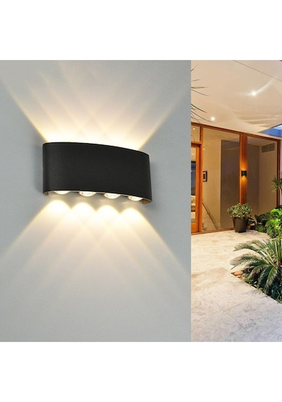 12 Watt 8 Mercekli Dekoratif Işık Süzmeli Led Aplik, Modern Led Armatür İç Ve Dış Mekan Aplik Siyah