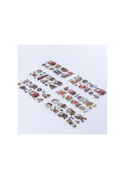6 Adet Yılbaşı Kabartmalı Sticker Seti - Renkli Ve Eğlenceli Abanoz